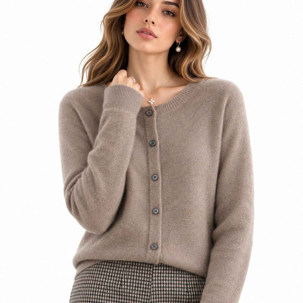Kaschmir-Strickjacke für Damen | V-Ausschnitt und Knöpfe | Langarm