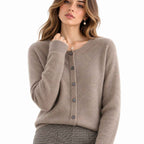 Kaschmir-Strickjacke für Damen | V-Ausschnitt und Knöpfe | Langarm