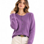 Kaschmir-Strickjacke für Damen | V-Ausschnitt und Knöpfe | Langarm