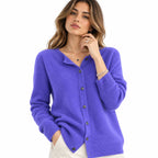 Kaschmir-Strickjacke für Damen | V-Ausschnitt und Knöpfe | Langarm