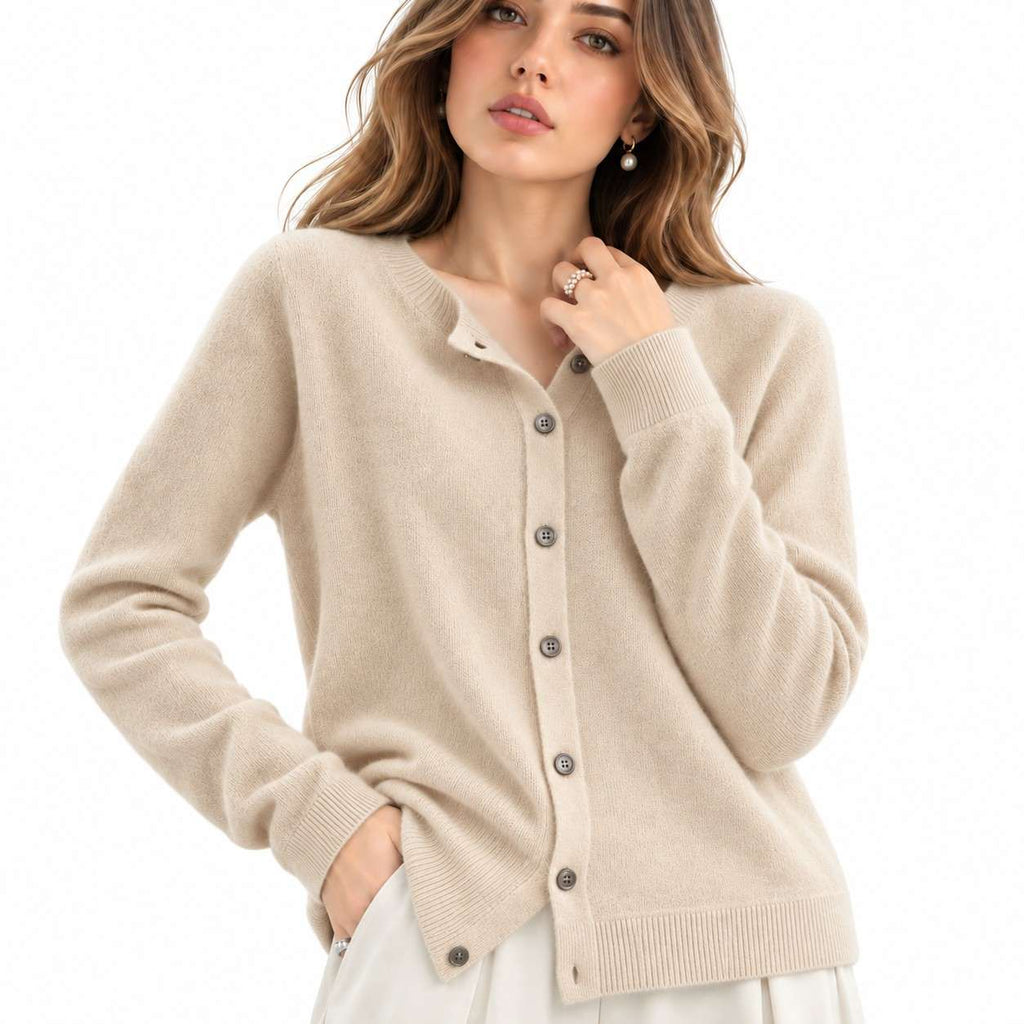Kaschmir-Strickjacke für Damen | V-Ausschnitt und Knöpfe | Langarm