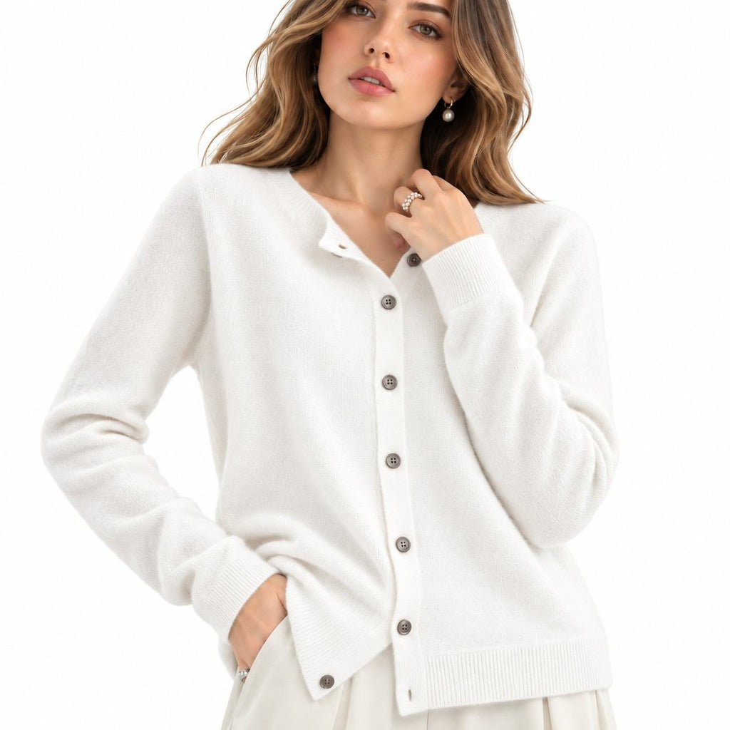 Kaschmir-Strickjacke für Damen | V-Ausschnitt und Knöpfe | Langarm