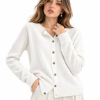 Kaschmir-Strickjacke für Damen | V-Ausschnitt und Knöpfe | Langarm