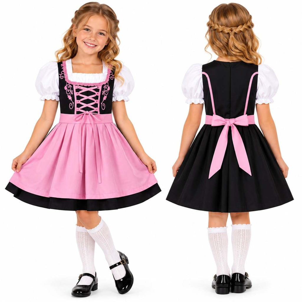 Kinder-Oktoberfest-Dirndl | Mit Schürze & Schnürung | Traditionell Bayerisch Inspiriertes Design
