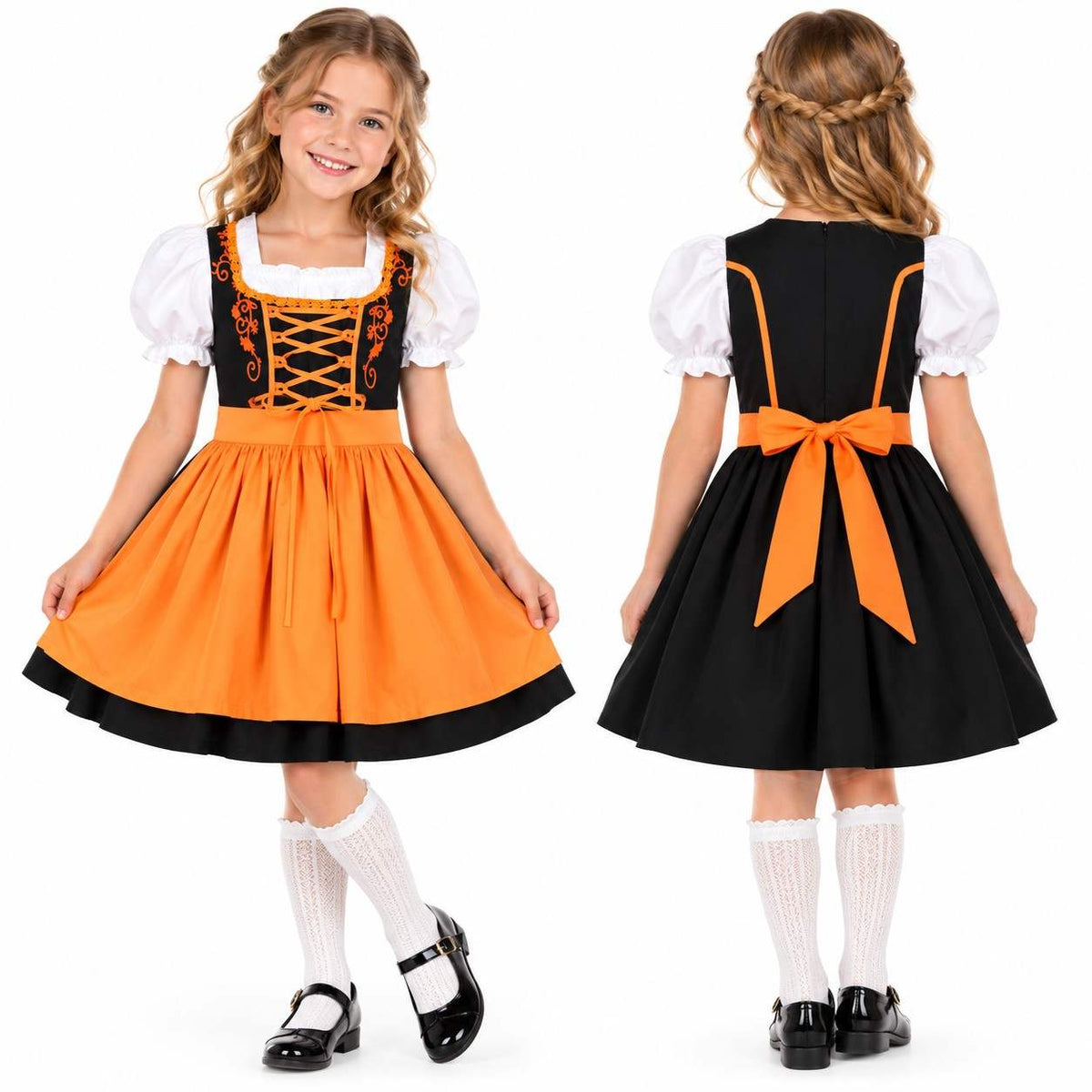 Kinder-Oktoberfest-Dirndl | Mit Schürze & Schnürung | Traditionell Bayerisch Inspiriertes Design