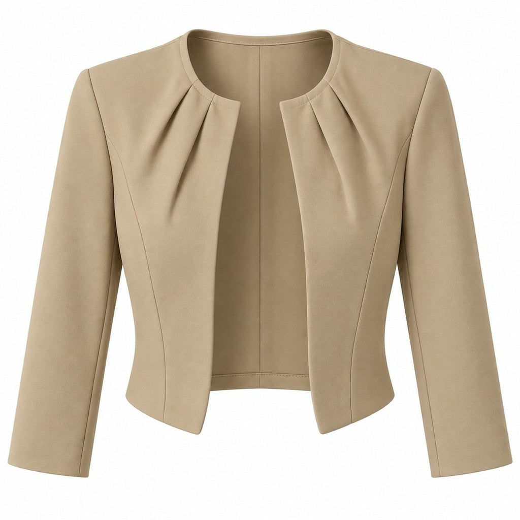 Kurzer Damenblazer | Kragenloses Design mit offener Front | Taillierter Schnitt und 3/4-Ärmel