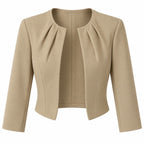 Kurzer Damenblazer | Kragenloses Design mit offener Front | Taillierter Schnitt und 3/4-Ärmel