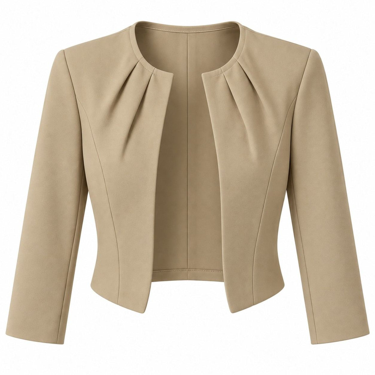 Kurzer Damenblazer | Kragenloses Design mit offener Front | Taillierter Schnitt und 3/4-Ärmel