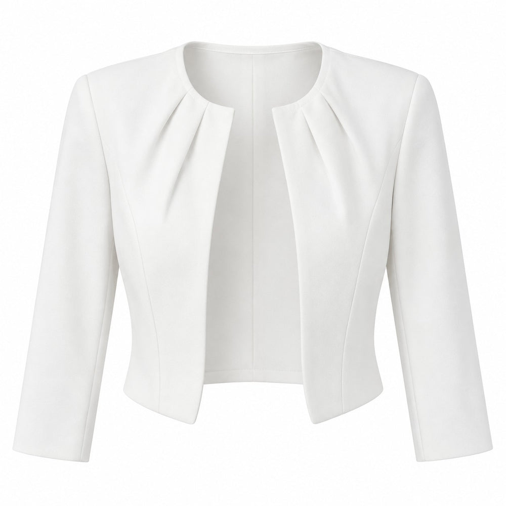 Kurzer Damenblazer | Kragenloses Design mit offener Front | Taillierter Schnitt und 3/4-Ärmel