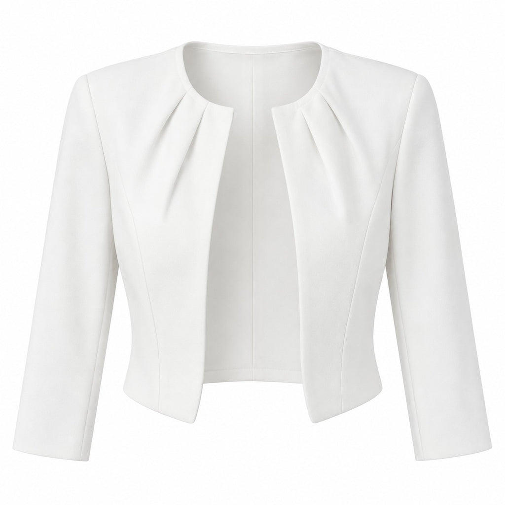 Kurzer Damenblazer | Kragenloses Design mit offener Front | Taillierter Schnitt und 3/4-Ärmel