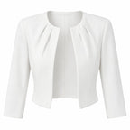 Kurzer Damenblazer | Kragenloses Design mit offener Front | Taillierter Schnitt und 3/4-Ärmel