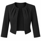 Kurzer Damenblazer | Kragenloses Design mit offener Front | Taillierter Schnitt und 3/4-Ärmel