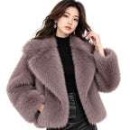Langer Damenmantel | Offene Vorderseite & Seitentaschen | Polyester-Mix mit normaler Passform