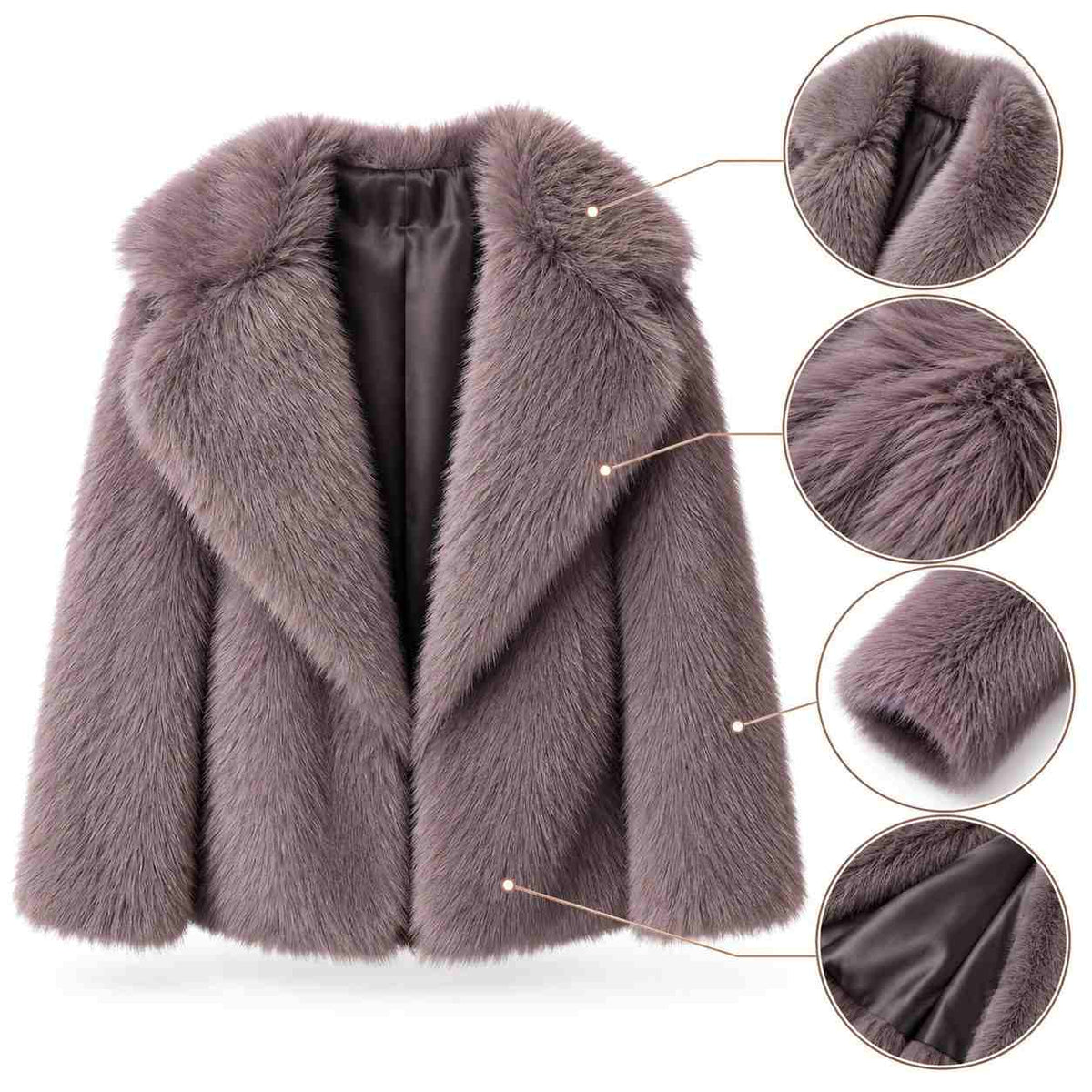 Langer Damenmantel | Offene Vorderseite & Seitentaschen | Polyester-Mix mit normaler Passform