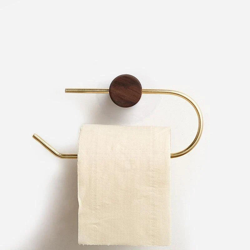 Toilettenpapierhalter aus Messing Holz Metall - Wandmontierter Badrollenhalter