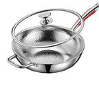 Titan Wokpfanne mit Glasdeckel - Induktionsgeeigneter Tiefer Wok