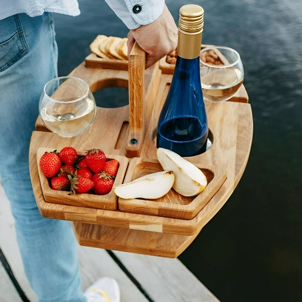Klappbarer Picknicktisch aus Holz - Tragbarer Outdoor Serviertisch