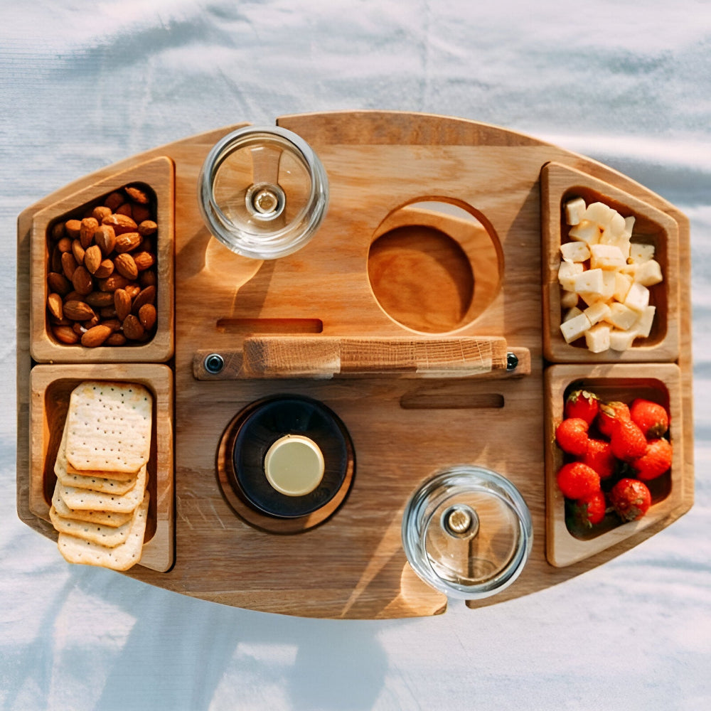 Klappbarer Picknicktisch aus Holz - Tragbarer Outdoor Serviertisch