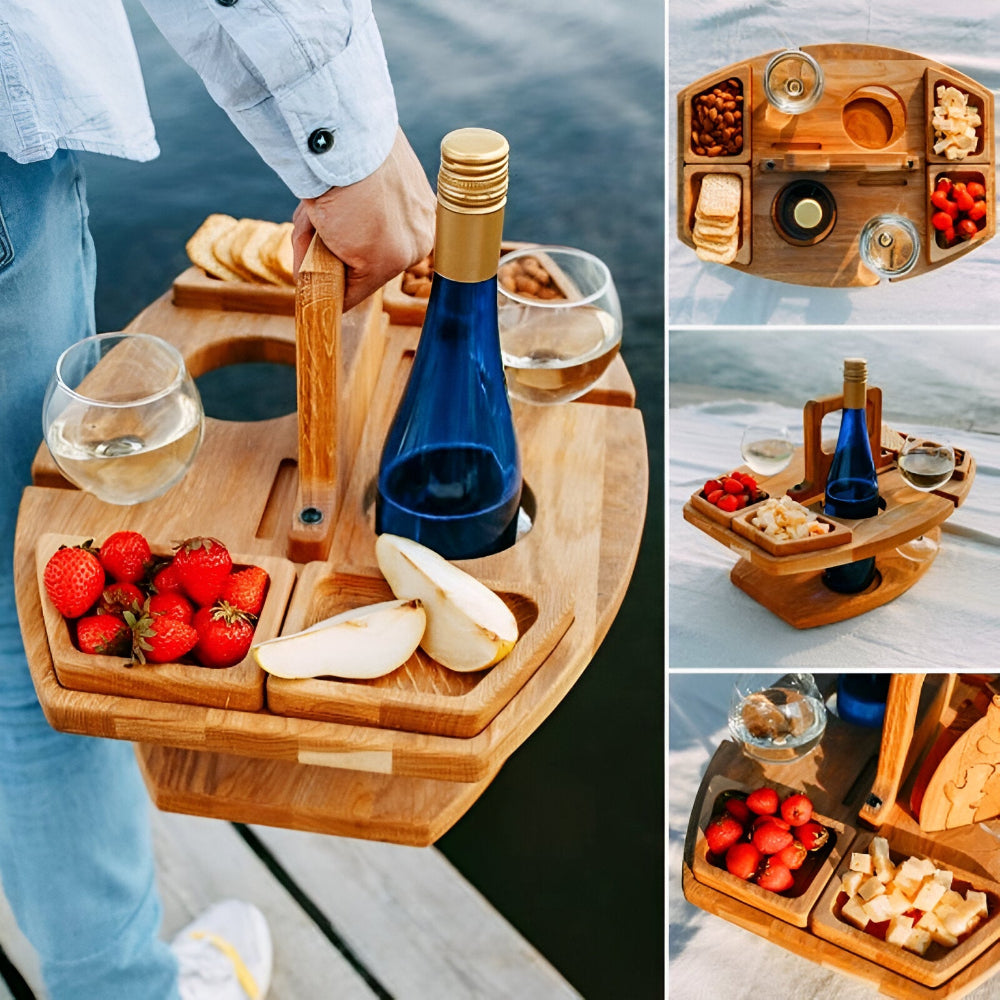 Klappbarer Picknicktisch aus Holz - Tragbarer Outdoor Serviertisch