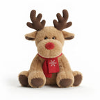 Rentier-Kuscheltier | Weiches Plüschdesign & Roter Schal | Weihnachtliches Motiv