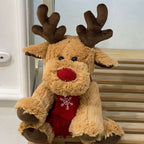 Rentier-Kuscheltier | Weiches Plüschdesign & Roter Schal | Weihnachtliches Motiv