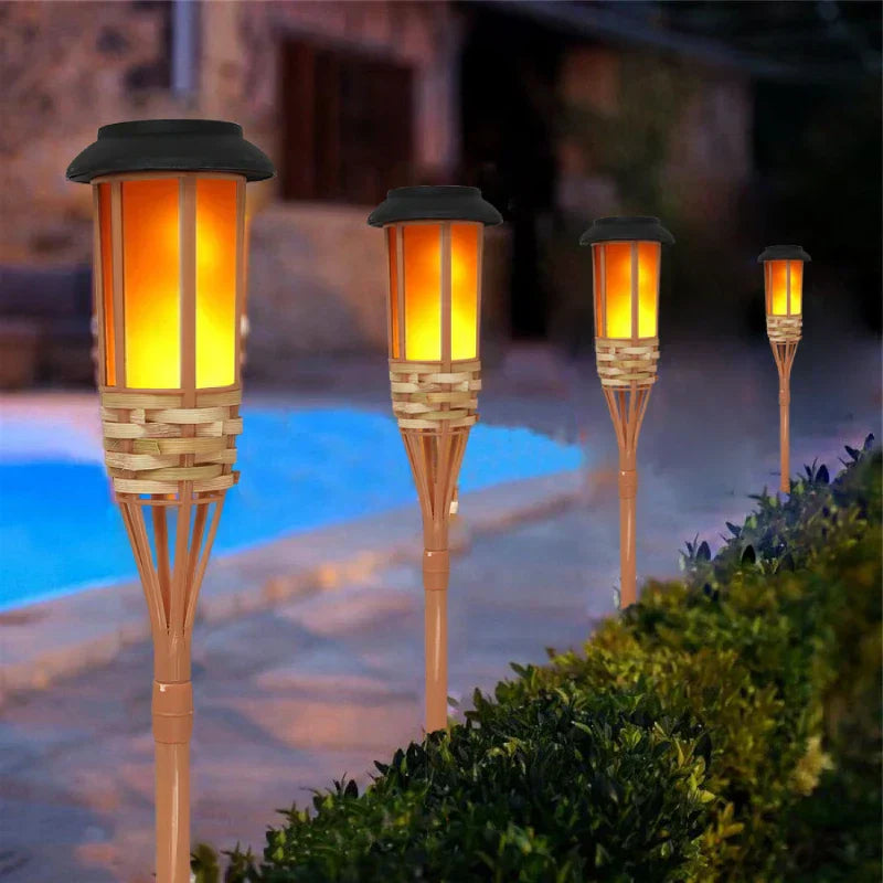 Solar Garten Flacker Lampe IP65 - Tragbare ABS LED Außenleuchte Warmweiß 3500K