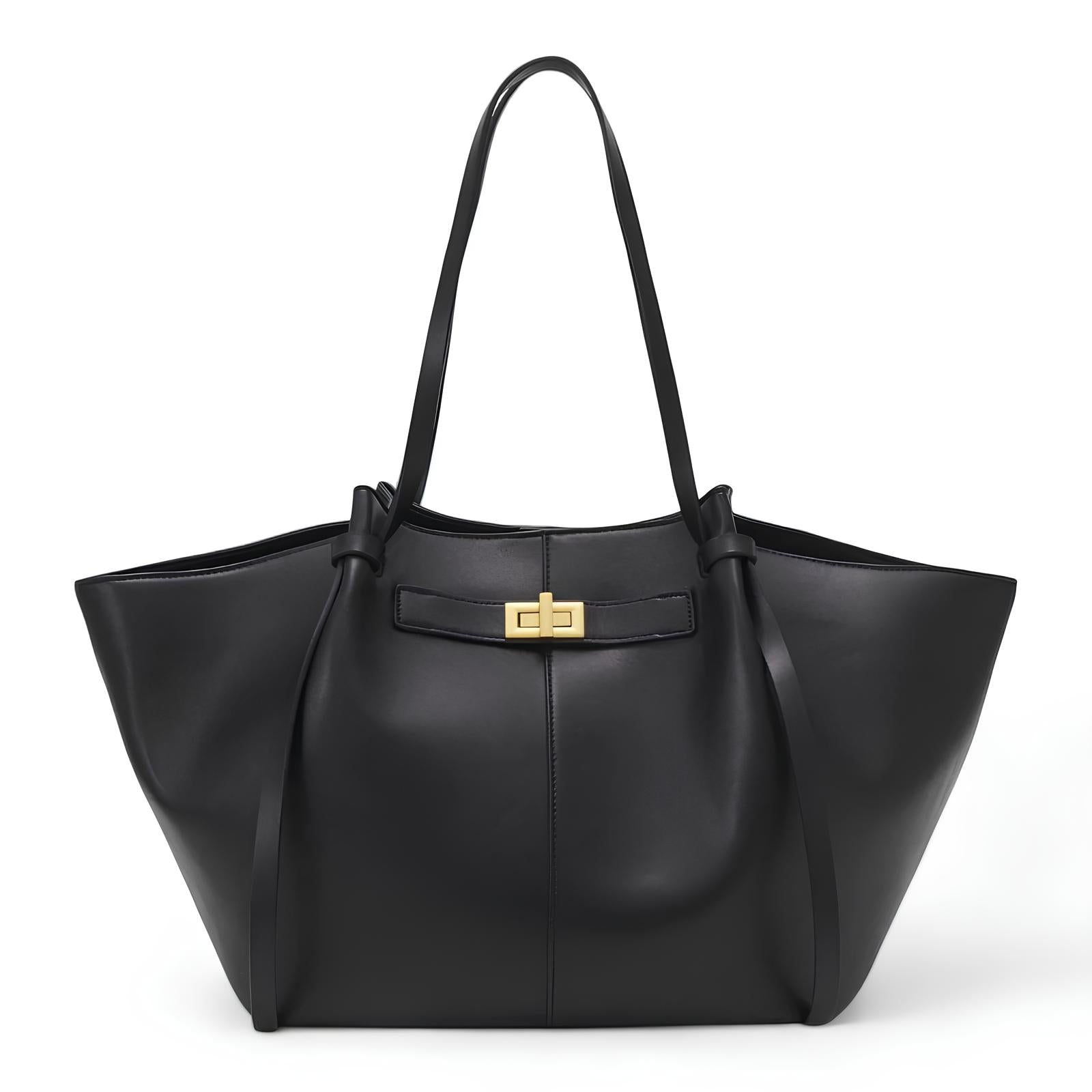 Minimalistische Tote Bag - PU Schultertasche mit Reißverschluss