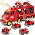 Fahrzeugtransporter Spielset aus Kunststoff | 2-in-1 Transporter mit Mini Autos | Abnehmbares 1:24 Fahrzeugspielzeug ab 6 Jahren | Novera