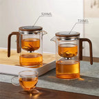 Glas Tee Trennkanne mit Natur Holzgriff