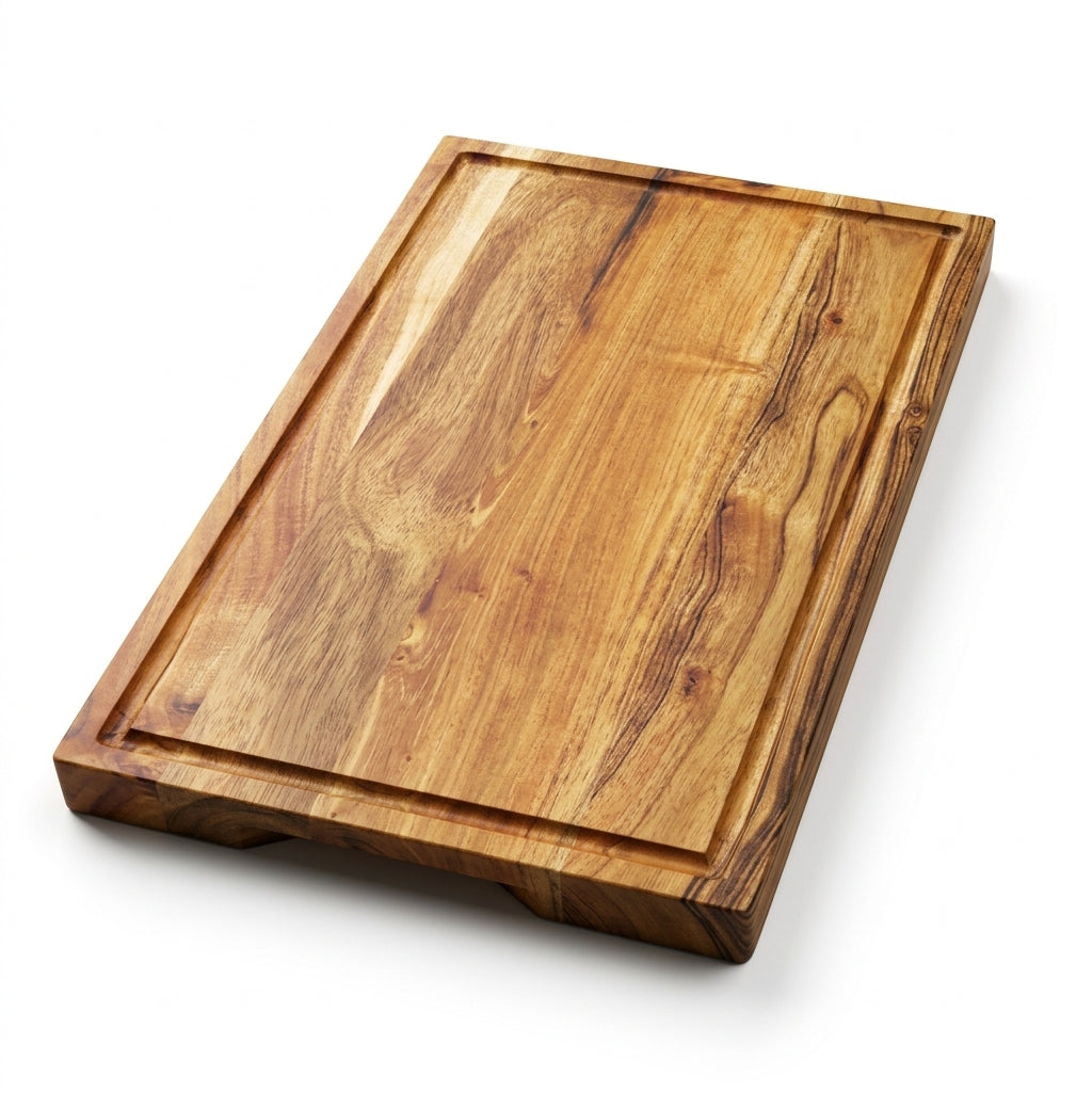Schneidebrett aus Olivenholz | 43 × 28 cm | Saftgraben zum Schneiden & Servieren