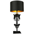 Skelett-Tischlampe | Harzfigur & Metallockel | Dekorative Innenbeleuchtung mit gold- oder kupferfarbenem Schirm
