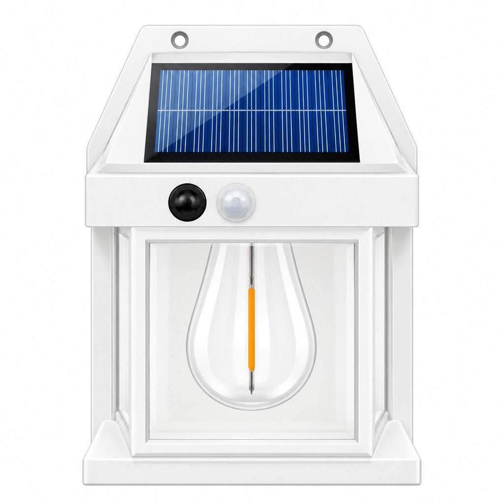 Solar-Gartenlampe | Warmweiße LED-Beleuchtung | Wandmontage für Außenbereiche