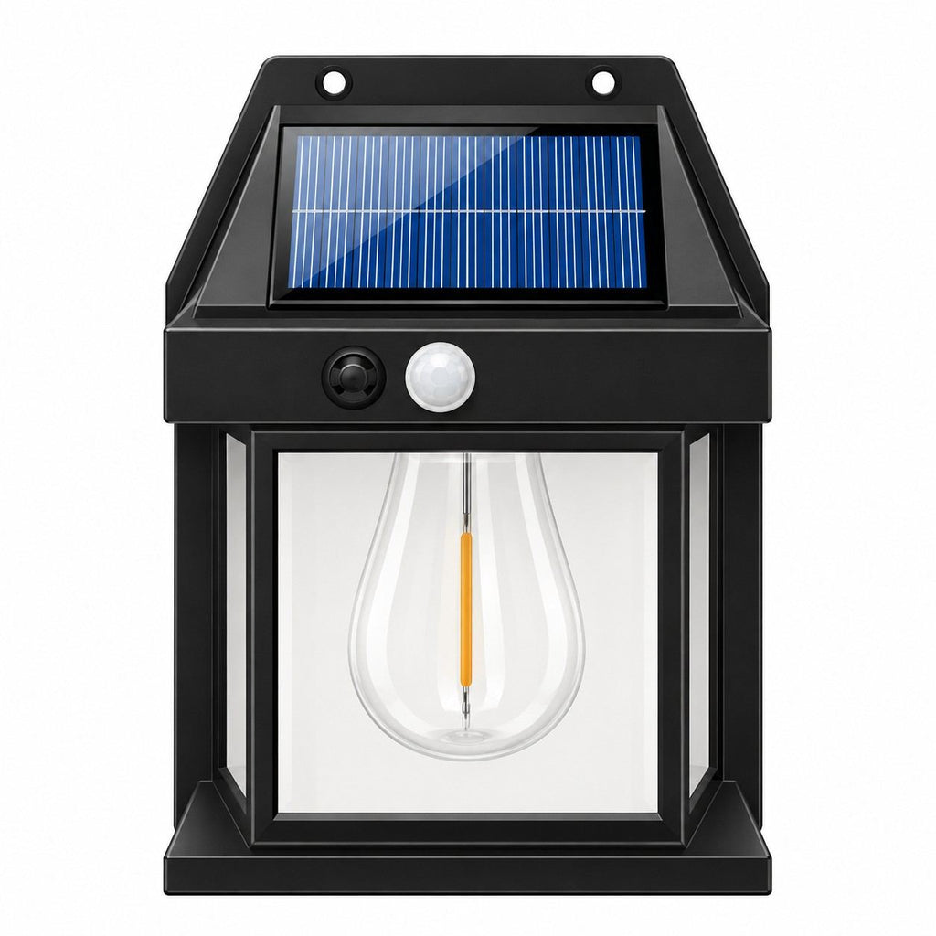 Solar-Gartenlampe | Warmweiße LED-Beleuchtung | Wandmontage für Außenbereiche