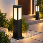Solar-LED-Gartenlampe | ABS-Kunststoff & Edelstahl | Warmweiße Außenbeleuchtung mit Lichtsensor