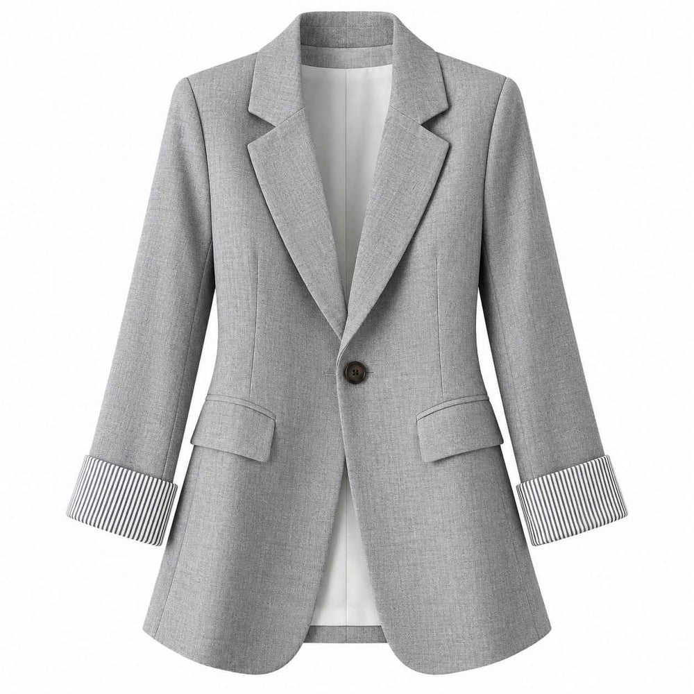 Taillierter Damenblazer | Polyester & Baumwolle | Reverskragen und Kontrastmanschetten