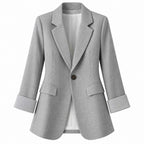 Taillierter Damenblazer | Polyester & Baumwolle | Reverskragen und Kontrastmanschetten