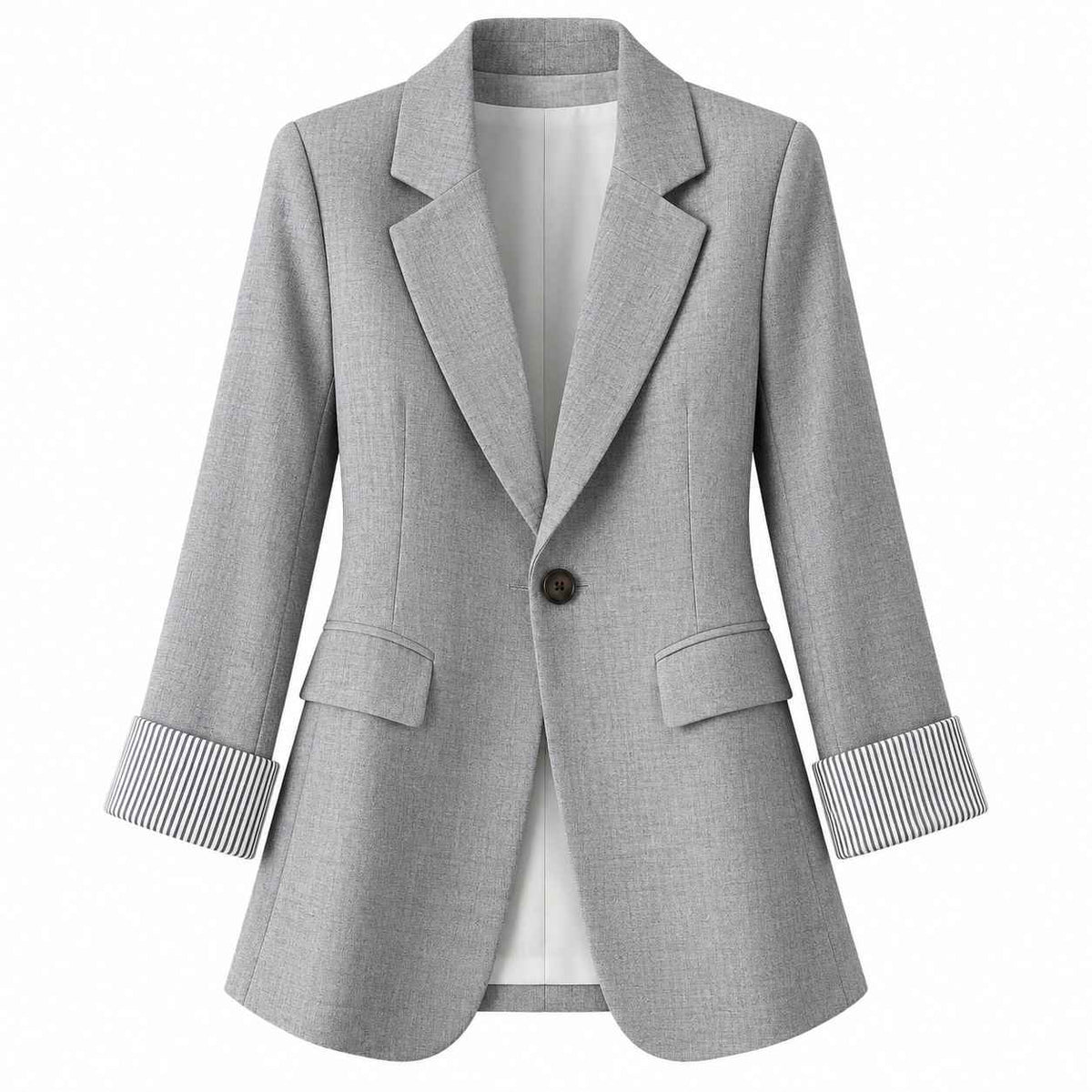 Taillierter Damenblazer | Polyester & Baumwolle | Reverskragen und Kontrastmanschetten