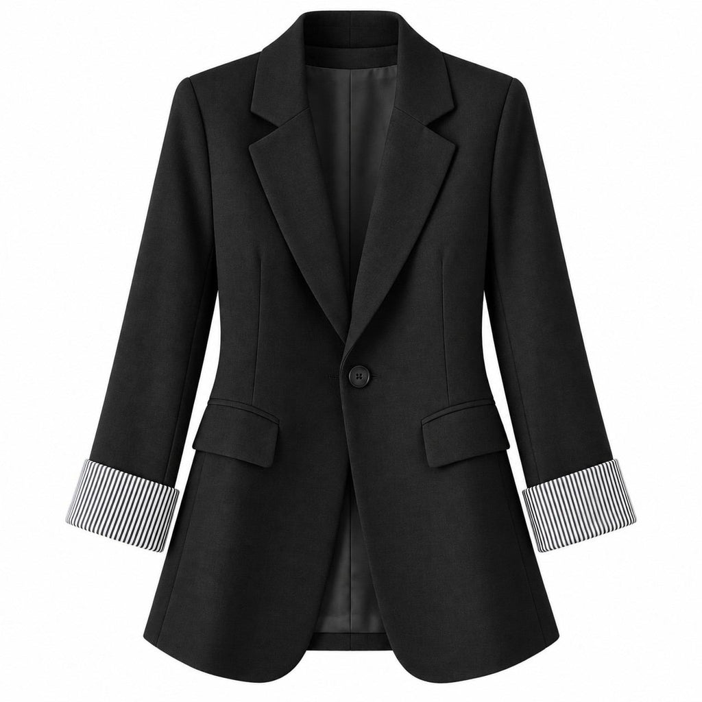 Taillierter Damenblazer | Polyester & Baumwolle | Reverskragen und Kontrastmanschetten