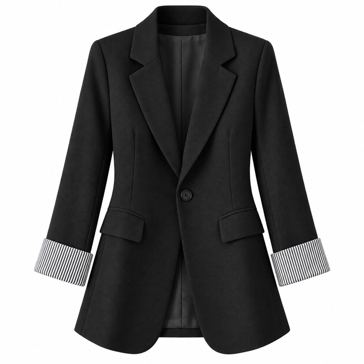 Taillierter Damenblazer | Polyester & Baumwolle | Reverskragen und Kontrastmanschetten
