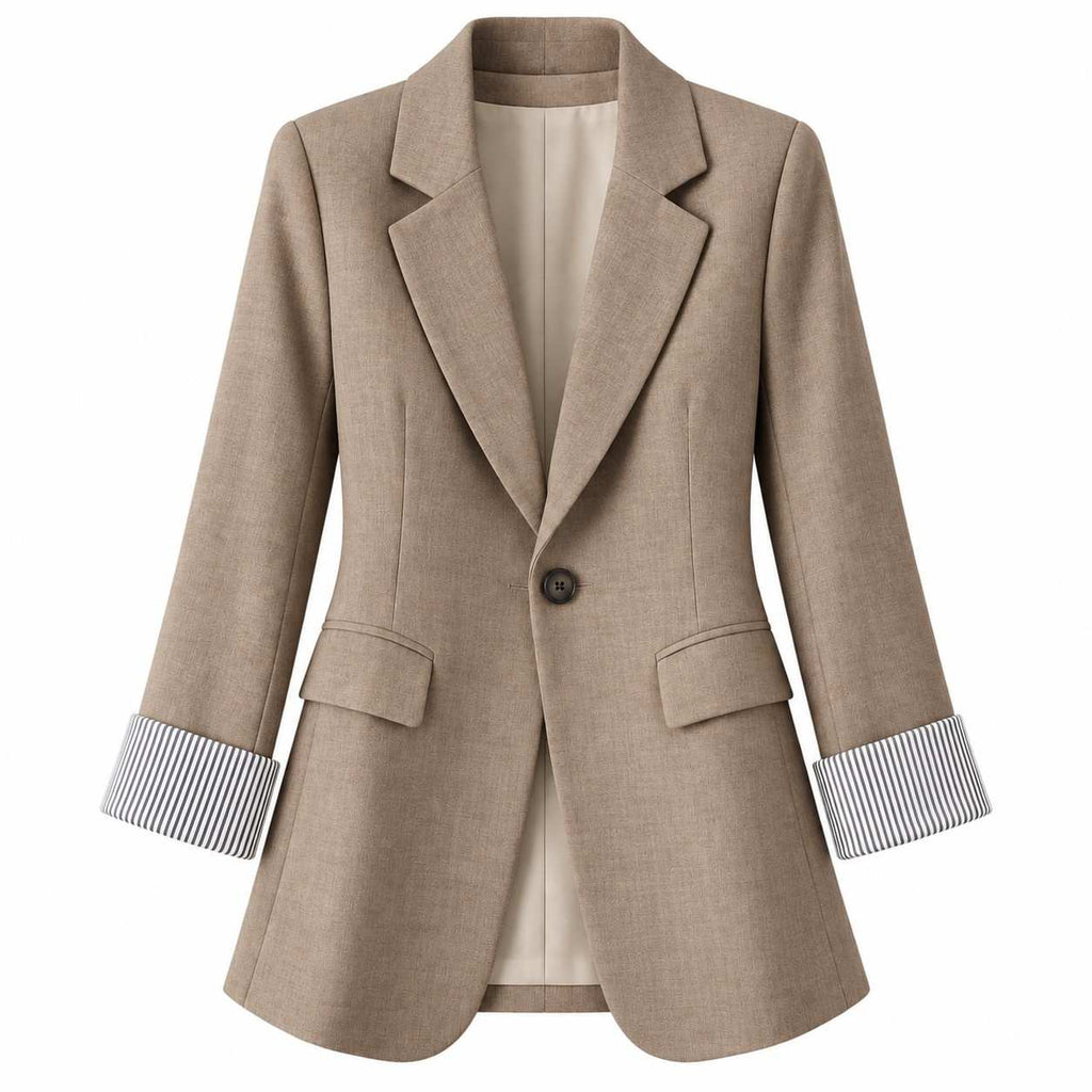 Taillierter Damenblazer | Polyester & Baumwolle | Reverskragen und Kontrastmanschetten