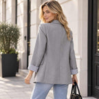 Taillierter Damenblazer | Polyester & Baumwolle | Reverskragen und Kontrastmanschetten