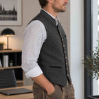 Traditionelle Herrenweste | Baumwolle & Polyester | Knopfleiste Vorne