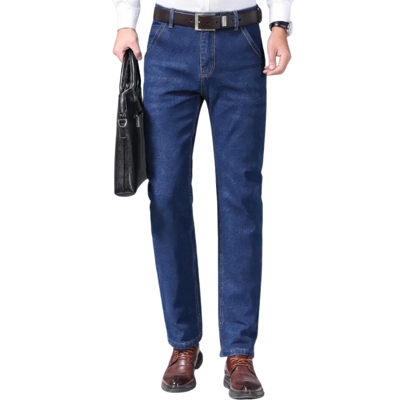 Straight-Jeans aus schwerem Denim - Mittlere Taille mit mittlerer Waschung