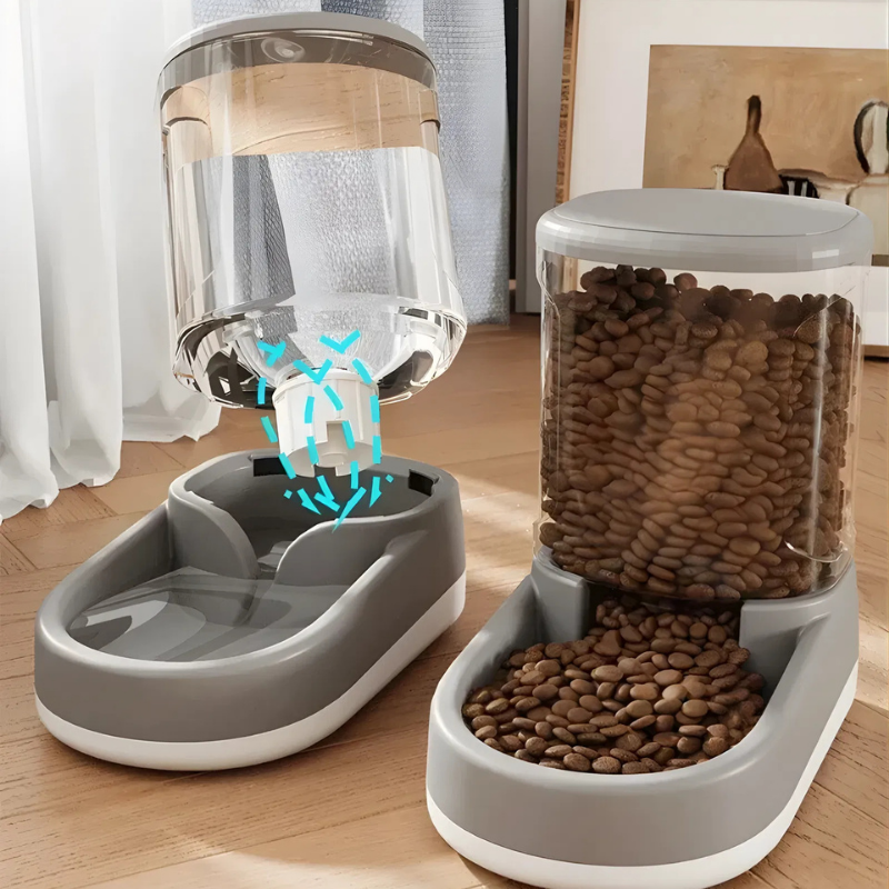 Automatischer Futter- und Wasserspender Set - Indoor Futterspender für Hunde und Katzen