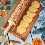 Weihnachts-Nudelholz | Graviertes Buchenholz | Festliche Backmuster