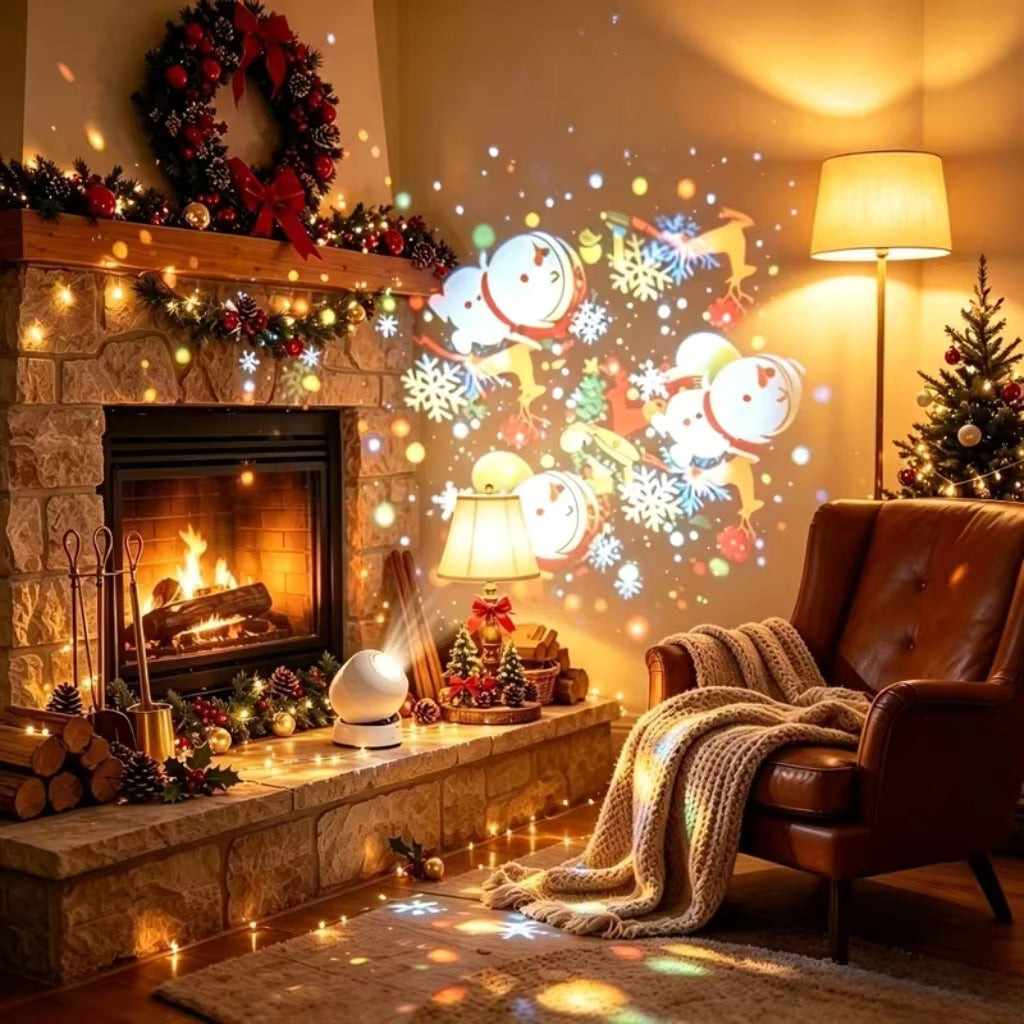Weihnachts-Projektionslicht | 360° drehende Schneeflockenmuster | Dynamische Lichtprojektion