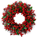Weihnachtskranz mit roten Beeren | 45 cm Durchmesser | Künstliche Hängedekoration