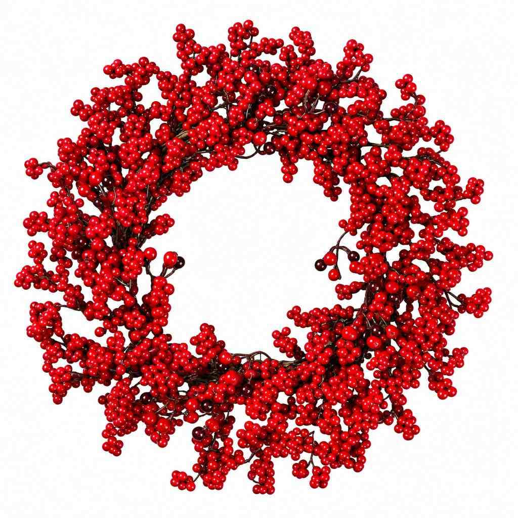 Weihnachtskranz mit roten Beeren | 45 cm Durchmesser | Künstliche Hängedekoration