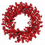 Weihnachtskranz mit roten Beeren | 45 cm Durchmesser | Künstliche Hängedekoration