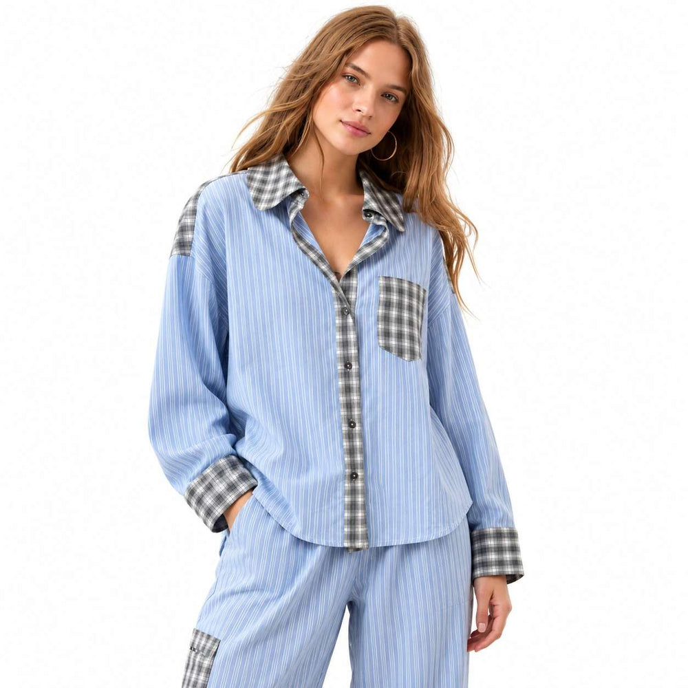 Zweiteiliges Pyjama-Set | Baumwolle & Elasthan | Lockerer Schnitt mit Stretch
